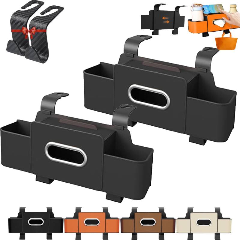 Wasserdichter Organizer for die Autositzlehne – Aufbewahrungstasche mit Mehreren Taschen, Getränkehaltern und Haken, universell passend for Autos, SUVs und LKWs(2*Black) von HDSDVNON
