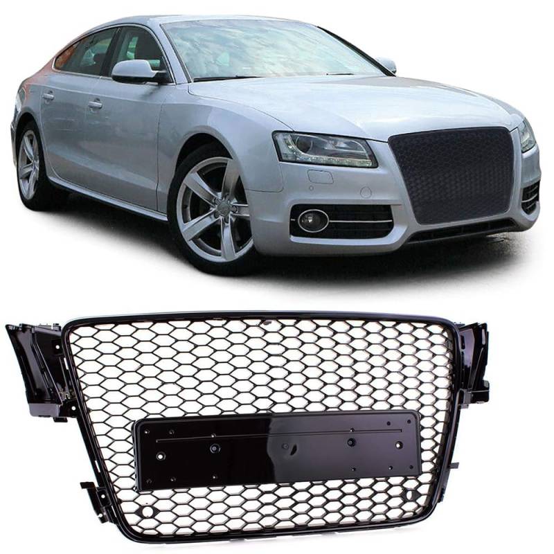 HEANANZZRS Kühlergrill, für Audi A5 8T 07-11 Nieren Kühlergrill Streifen Ersatz Racing Frontstoßstangengitter Auto Styling von HEANANZZRS