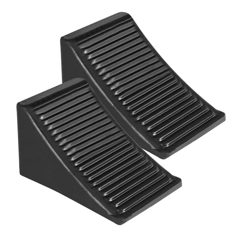 HEATSHAKING 2 Stück Gummi-Deketer Gummiblock gummistopfen Reifenblock Robuste Reifenstopper Wetterfeste Radstopper Unterlegkeile Reifenkeile Autostopper Radkeil Anhängerblöcke Radblöcke Black von HEATSHAKING