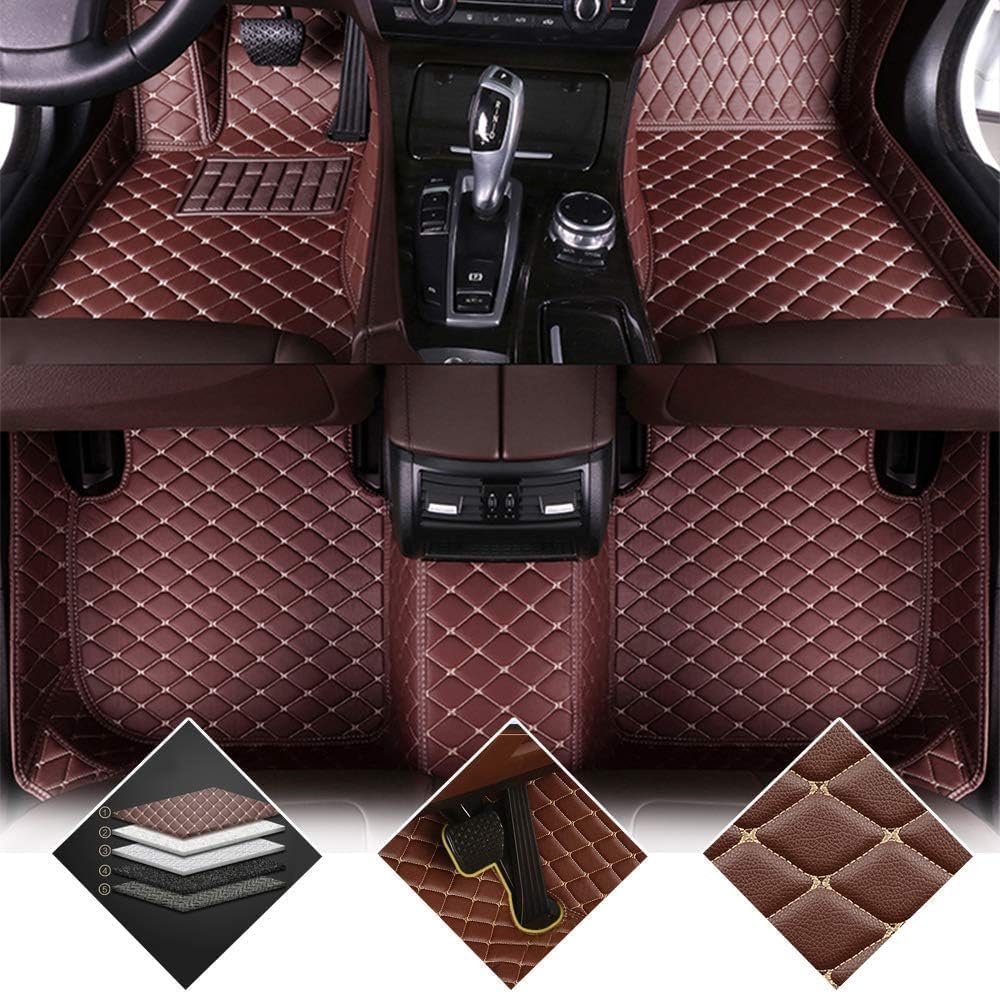 Auto Benutzerdefinierte Fußmatten für Volkswagen T-Cross 2019-2023, PU Leder Bodenmatten, Wasserdicht Fussmatten, Anti Rutsch Tragen Automatten, linkes Ruder,Coffee von HEAU