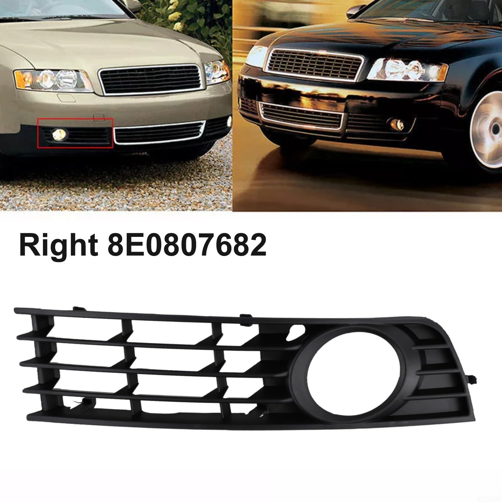 Kühlergrill-Abdeckung für A4 B6 Limousine 2001 2005, passt links rechts, OEM-Teilenummer Kompatibilität, zuverlässiger Kunststoff (8E0807682 rechts) von HEBEOT
