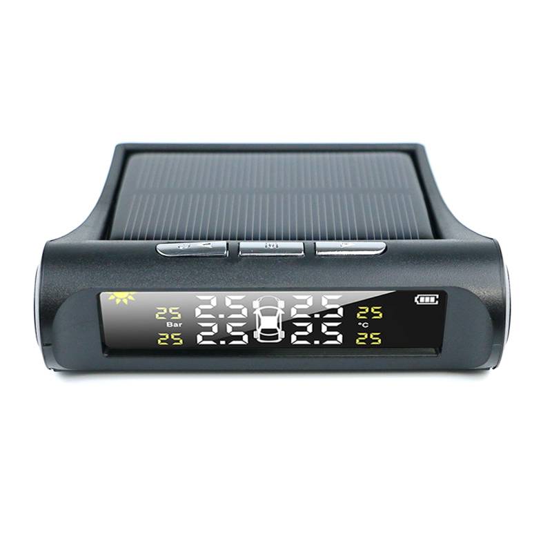 HEBERUCK TPMS Reifendruckkontrollsystem, Solarladung Reifendrucksensor mit 4 Externen Sensoren & LCD Display, Kabellos Reifendrucküberwachungssystem für Van RV LKW SUV von HEBERUCK