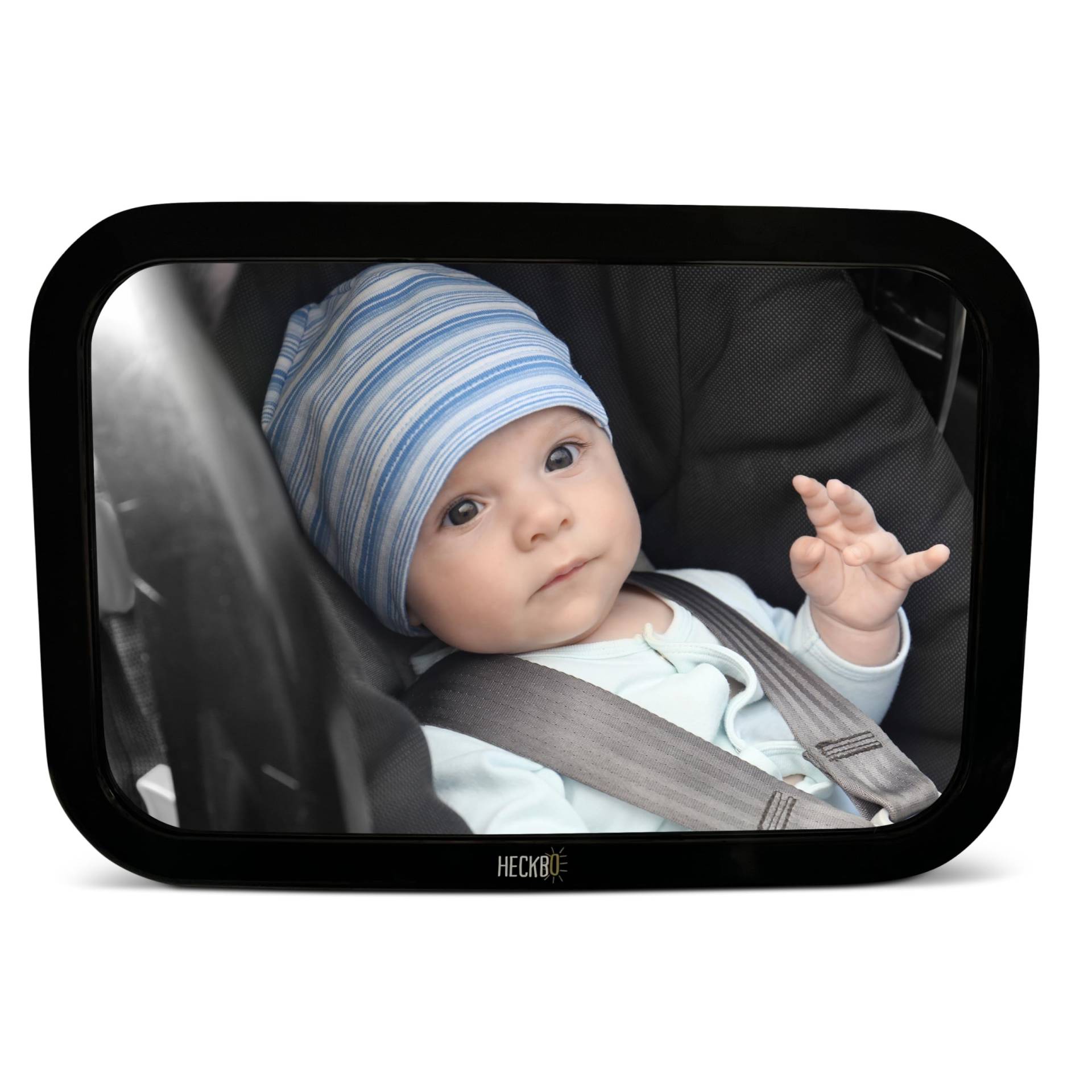 HECKBO 2X Baby Auto Sonnenblende mit 8 Saugnäpfen - 44x36cm oder 48x31cm - Auto Fenster Seitenfenster Sonnenschutz Autosonnenblende Seitenscheibe - Tasche (Baby Spiegel, XXL) von HECKBO
