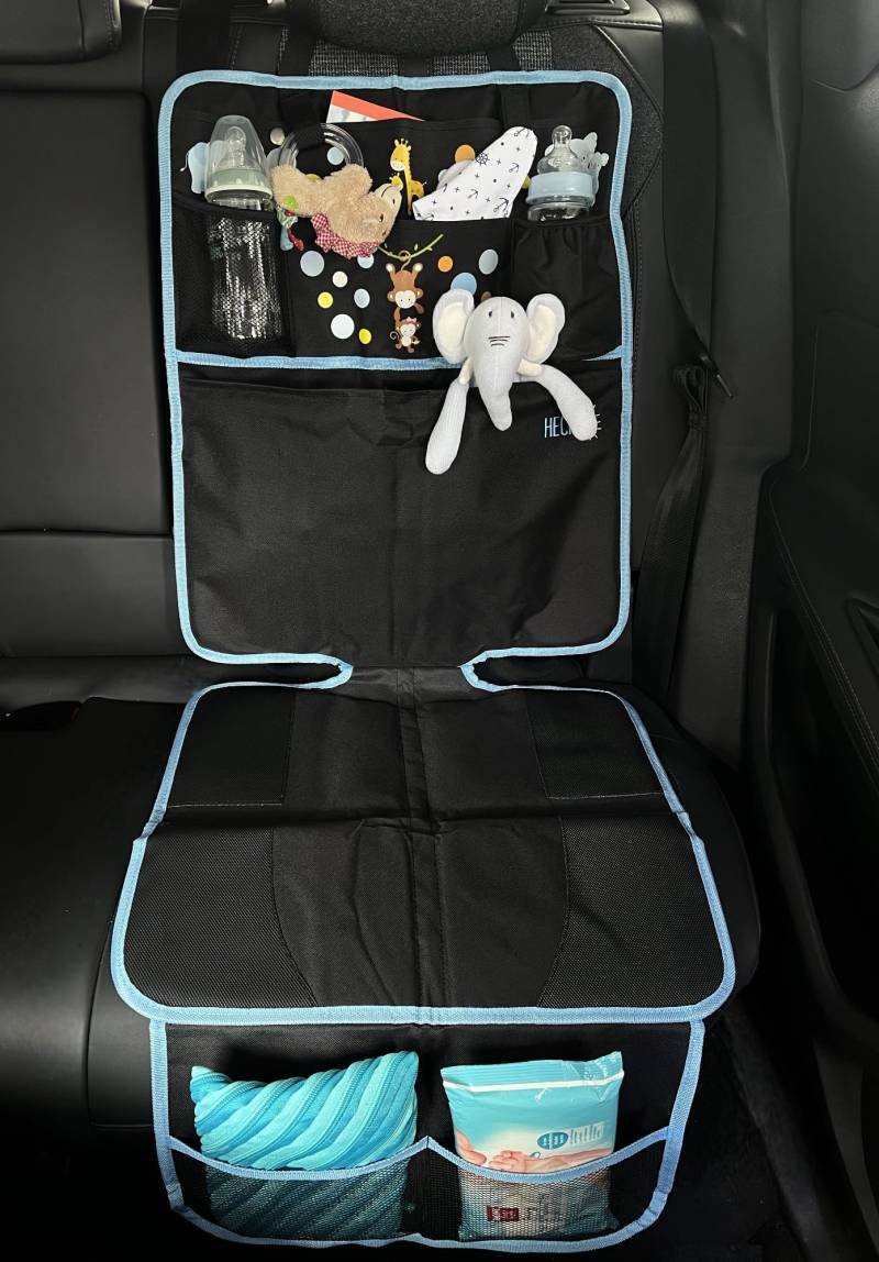 HECKBO Kinder Auto Sitzauflage Auto Organizer - Baby Tiere Mama - ISOFIX geeignete Unterlage, Sitzschoner zum Schutz Ihrer Autositze geeignet für alle Kindersitze von HECKBO