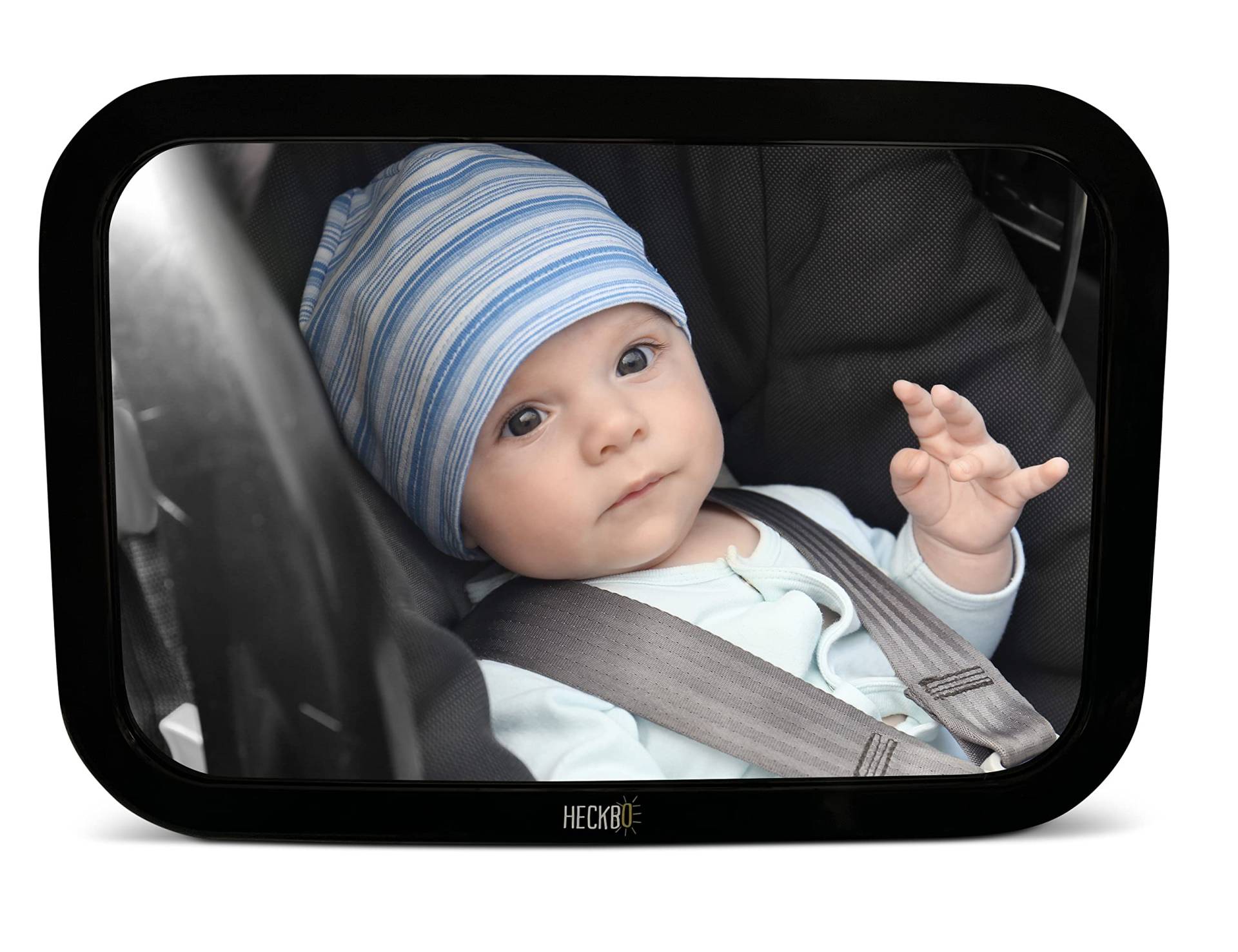 HECKBO Rücksitzspiegel fürs Baby, Bruchsicherer Auto-Rückspiegel für Babyschale, Autositz-Spiegel ohne Einzelteile, für Kinder in Kinderschale, Kindersitz von HECKBO
