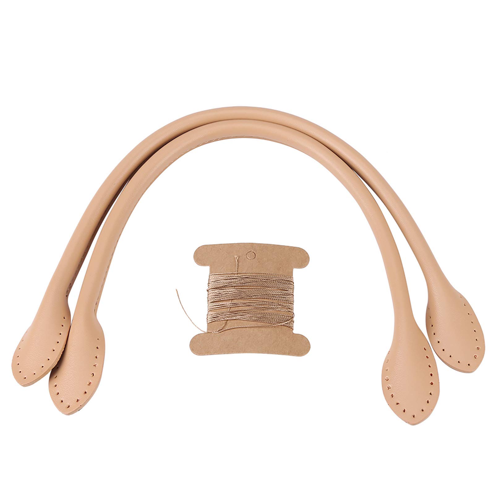 2Pcs Ledertasche Griffe, Echtes Leder Tasche Riemen Griff mit Löchern Echtes Leder Geldbörsen Riemen mit Ohr Form Ende DIY Hand Machen Zubehör für Leder Geldbörse Handtasche[Beige] Taschenherstellung von HEEPDD