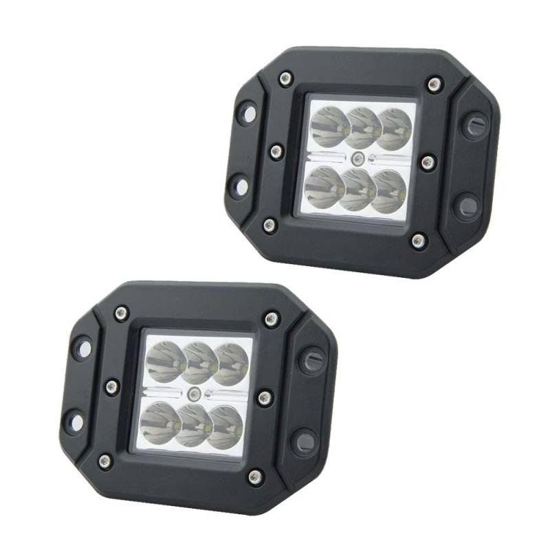 HEHEMM Auto LED-Flutlichter, Rücklicht Offroad-Fahren Nebelscheinwerfer 18W Pods 1800 Lumen Stoßstange Arbeitslicht Bar 2 Stück(weißer Strahler) von HEHEMM