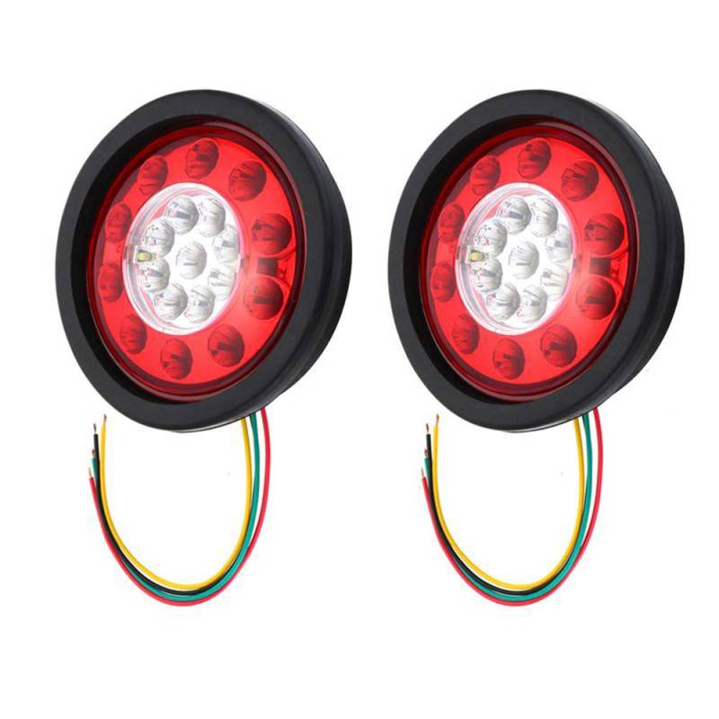 hEHEMM Rücklicht Anhänger, 19 runde LED-Bremsstopp-Rücklicht er, gelb und rot, für LKW-Anhänger und Transporter, mit schwarzen Gummiringen, Rücklicht 12-30 V (2er-Packung) von hEHEMM