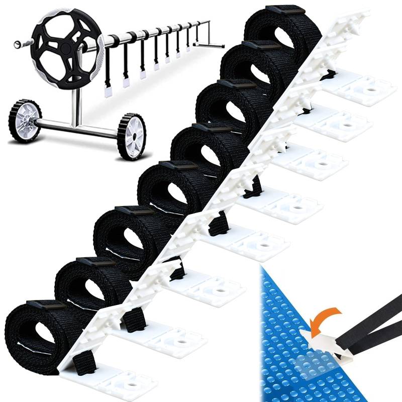 HEKOBAG 8 Stück Haltebänder Poolfolie Befestigungsbänder Solarfolie Pool Aufroller Aufrollvorrichtung Ersatzteile Befestigungsbänder Pool Solarplanenaufroller Ersatzteile für Pool-Planen/Abdeckungen von HEKOBAG