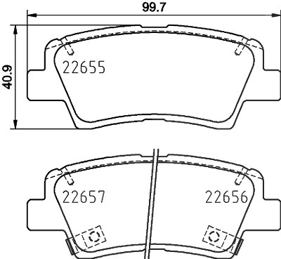 Hella Bremsbeläge hinten (Satz) [Hersteller-Nr. 8DB355031-681] für Hyundai, Kia von HELLA