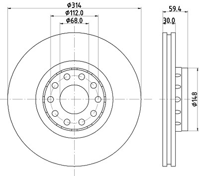 Hella Bremsscheibe [Hersteller-Nr. 8DD355127-191] für Audi von HELLA