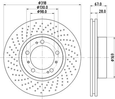 Hella Bremsscheibe [Hersteller-Nr. 8DD355127-501] für Porsche von HELLA