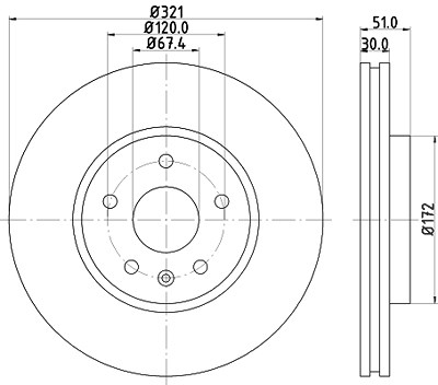 Hella Bremsscheibe [Hersteller-Nr. 8DD355129-091] für Buick, Chevrolet, Gmc, Mg, Opel, Saab, Vauxhall von HELLA