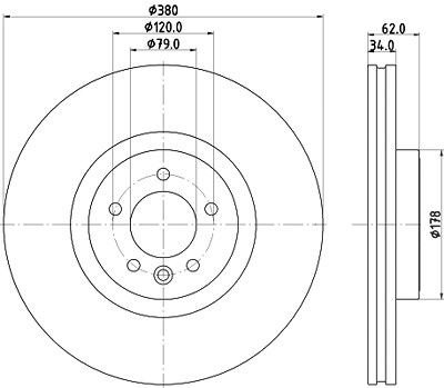 Hella 1x Bremsscheibe [Hersteller-Nr. 8DD355132-951] für Land Rover von HELLA