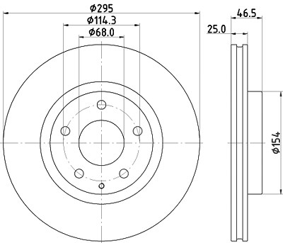 Hella 1x Bremsscheibe [Hersteller-Nr. 8DD355133-681] für Mazda von HELLA