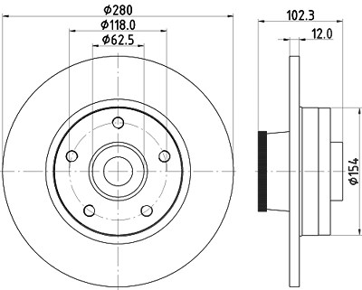 Hella Bremsscheibe Hinterachse Voll + Radlager mit ABS [Hersteller-Nr. 8DD355123-251] für Nissan, Opel, Renault, Vauxhall von HELLA