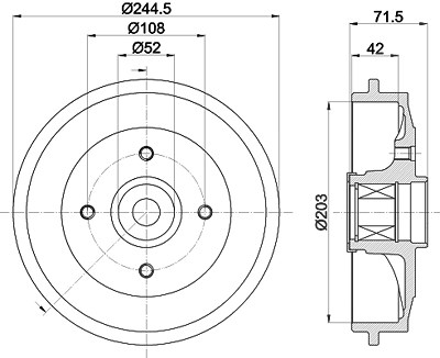 Hella Bremstrommel [Hersteller-Nr. 8DT355302-741] für Citroën, Peugeot von HELLA