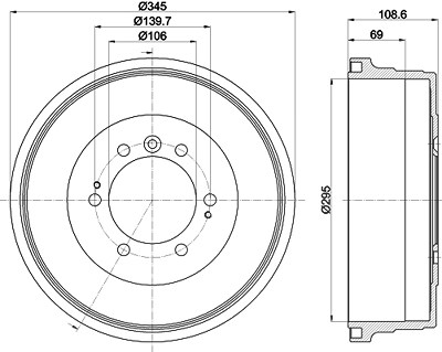 Hella Bremstrommel [Hersteller-Nr. 8DT355302-921] für Toyota von HELLA