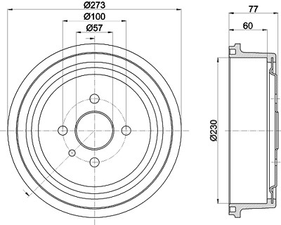 Hella 1x Bremstrommel [Hersteller-Nr. 8DT355303-451] für Opel, Vauxhall von HELLA
