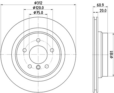 Hella 1x Bremsscheibe [Hersteller-Nr. 8DD355106-771] für BMW, Wiesmann von HELLA
