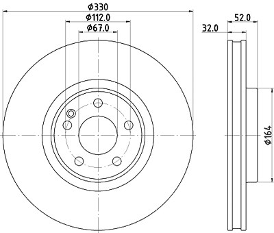 Hella 1x Bremsscheibe [Hersteller-Nr. 8DD355134-621] für Mercedes-Benz von HELLA