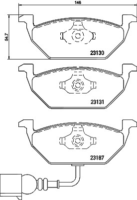Hella Bremsbelagsatz, Scheibenbremse [Hersteller-Nr. 8DB355008-551] für Audi, Seat, Skoda, VW von HELLA