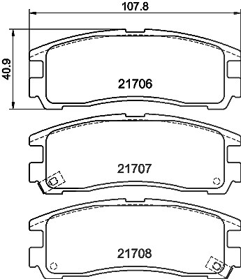 Hella Bremsbelagsatz, Scheibenbremse [Hersteller-Nr. 8DB355016-591] für Chrysler, Dodge, Hyundai, Mitsubishi von HELLA