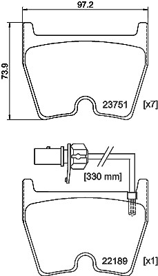 Hella Bremsbelagsatz, Scheibenbremse [Hersteller-Nr. 8DB355023-081] für Audi von HELLA