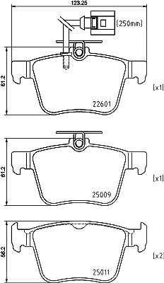 Hella Bremsbelagsatz, Scheibenbremse [Hersteller-Nr. 8DB355025-661] für Audi, Seat von HELLA