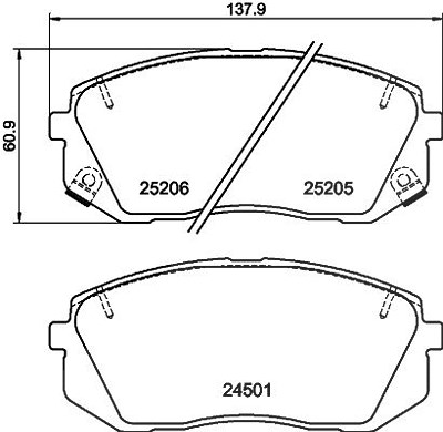 Hella Bremsbelagsatz, Scheibenbremse [Hersteller-Nr. 8DB355025-981] für Hyundai, Kia von HELLA
