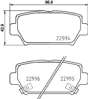Hella Bremsbelagsatz, Scheibenbremse [Hersteller-Nr. 8DB355039-401] für Mitsubishi von HELLA