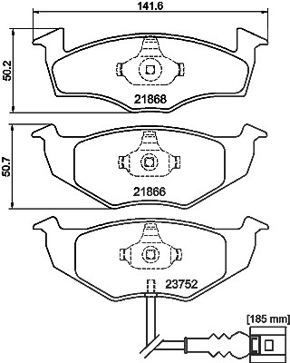 Hella Bremsbelagsatz, Scheibenbremse [Hersteller-Nr. 8DB355009-801] für Skoda, VW von HELLA