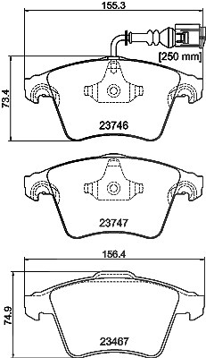 Hella Bremsbelagsatz, Scheibenbremse [Hersteller-Nr. 8DB355011-441] für VW von HELLA