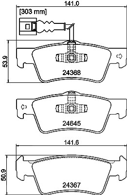 Hella Bremsbelagsatz, Scheibenbremse [Hersteller-Nr. 8DB355013-841] für VW von HELLA