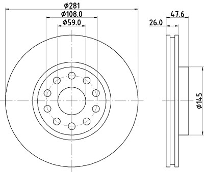 Hella Bremsscheibe [Hersteller-Nr. 8DD355106-301] für Alfa Romeo, Lancia von HELLA