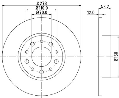 Hella Bremsscheibe [Hersteller-Nr. 8DD355112-541] für Alfa Romeo von HELLA