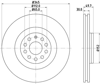 Hella 1x Bremsscheibe [Hersteller-Nr. 8DD355109-541] für Audi, Seat, Skoda, VW von HELLA