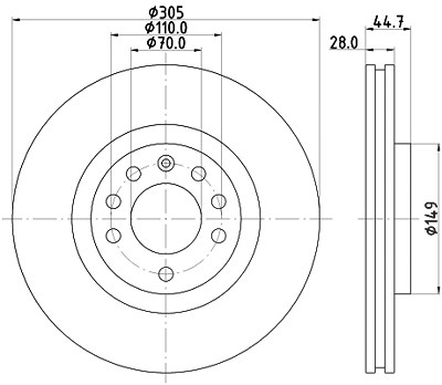 Hella Bremsscheibe [Hersteller-Nr. 8DD355113-541] für Fiat von HELLA