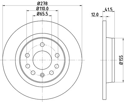 Hella Bremsscheibe [Hersteller-Nr. 8DD355109-211] für Fiat, Opel, Saab, Vauxhall von HELLA