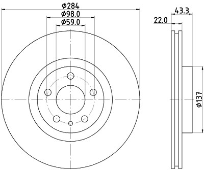 Hella Bremsscheibe [Hersteller-Nr. 8DD355118-411] für Fiat von HELLA