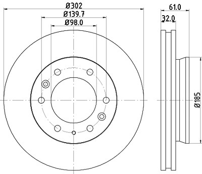 Hella 1x Bremsscheibe [Hersteller-Nr. 8DD355119-211] für Ford, Mazda von HELLA