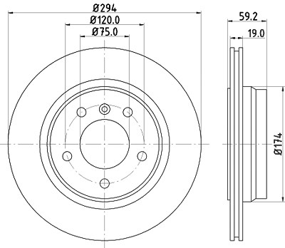 Hella Bremsscheibe [Hersteller-Nr. 8DD355106-571] für BMW von HELLA