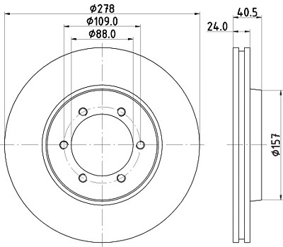 Hella Bremsscheibe [Hersteller-Nr. 8DD355111-991] für Daewoo, Ssangyong von HELLA