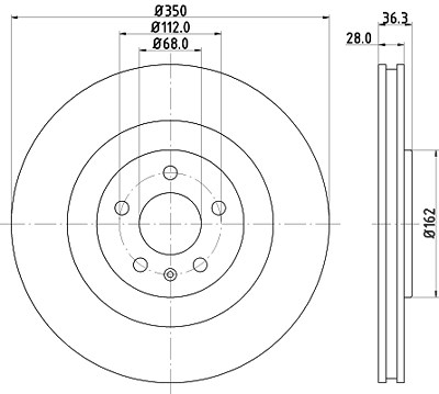 Hella Bremsscheibe [Hersteller-Nr. 8DD355126-421] für Audi, VW von HELLA