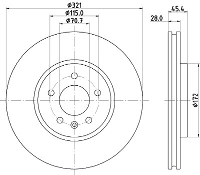 Hella Bremsscheibe [Hersteller-Nr. 8DD355132-171] für Opel, Vauxhall von HELLA