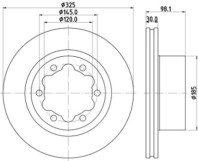 Hella 1x Bremsscheibe [Hersteller-Nr. 8DD355132-201] für Man, VW von HELLA