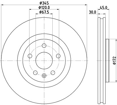 Hella 1x Bremsscheibe [Hersteller-Nr. 8DD355132-621] für Opel, Vauxhall von HELLA