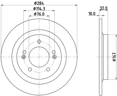 Hella 1x Bremsscheibe [Hersteller-Nr. 8DD355134-401] für Hyundai, Kia von HELLA