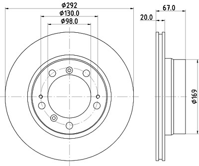 Hella Bremsscheibe Hinterachse Belüftet [Hersteller-Nr. 8DD355105-721] für Porsche von HELLA