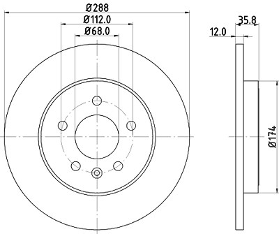 Hella Bremsscheibe Hinterachse Voll [Hersteller-Nr. 8DD355111-811] für Audi, Seat von HELLA